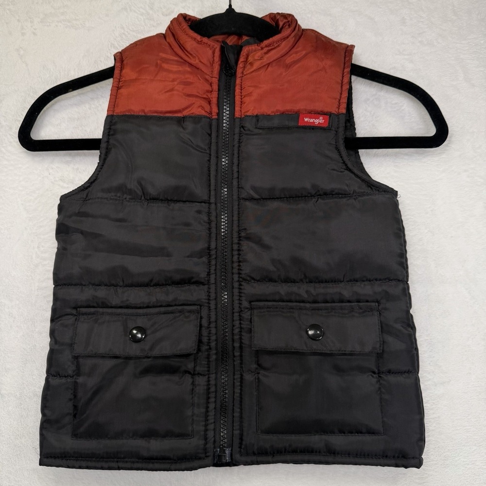 Wrangler Toddler's Boy Puffer Vest 4T Black And Orange